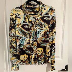 95% Silk Etcetera Multicolor Blouse with Removable Scarf